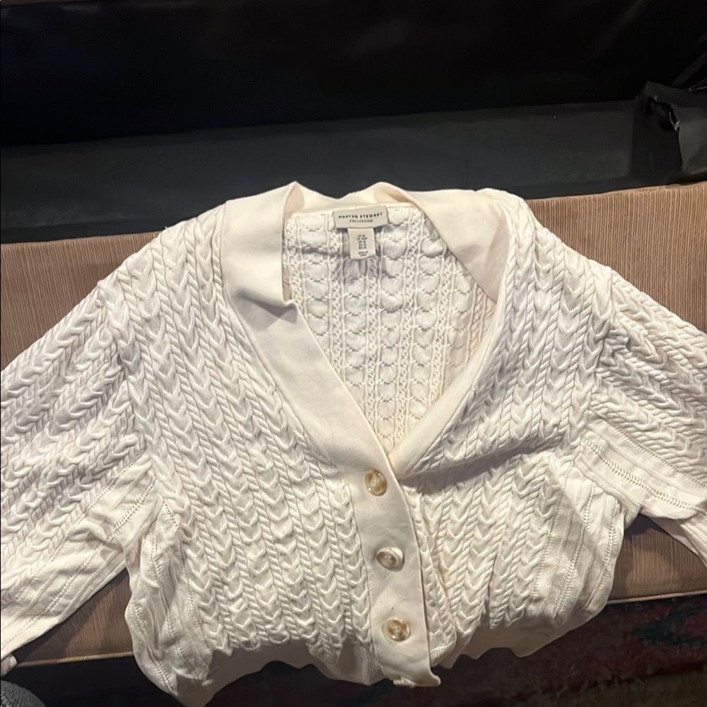 Cream Cable Knit Button-up Cardigan